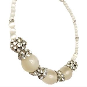 Banana Republic Large Ball & Crystal Rhinestone Beaded Charm Statement Necklace